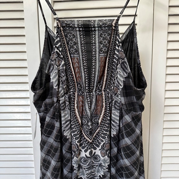 Forever 21 Dress Tartan Plaid Tribal Print Sleeveless Large NWT - Picture 7 of 17